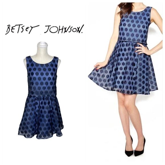 Betsey Johnson Polka Dot Pop Over Dress - Picture 1 of 14